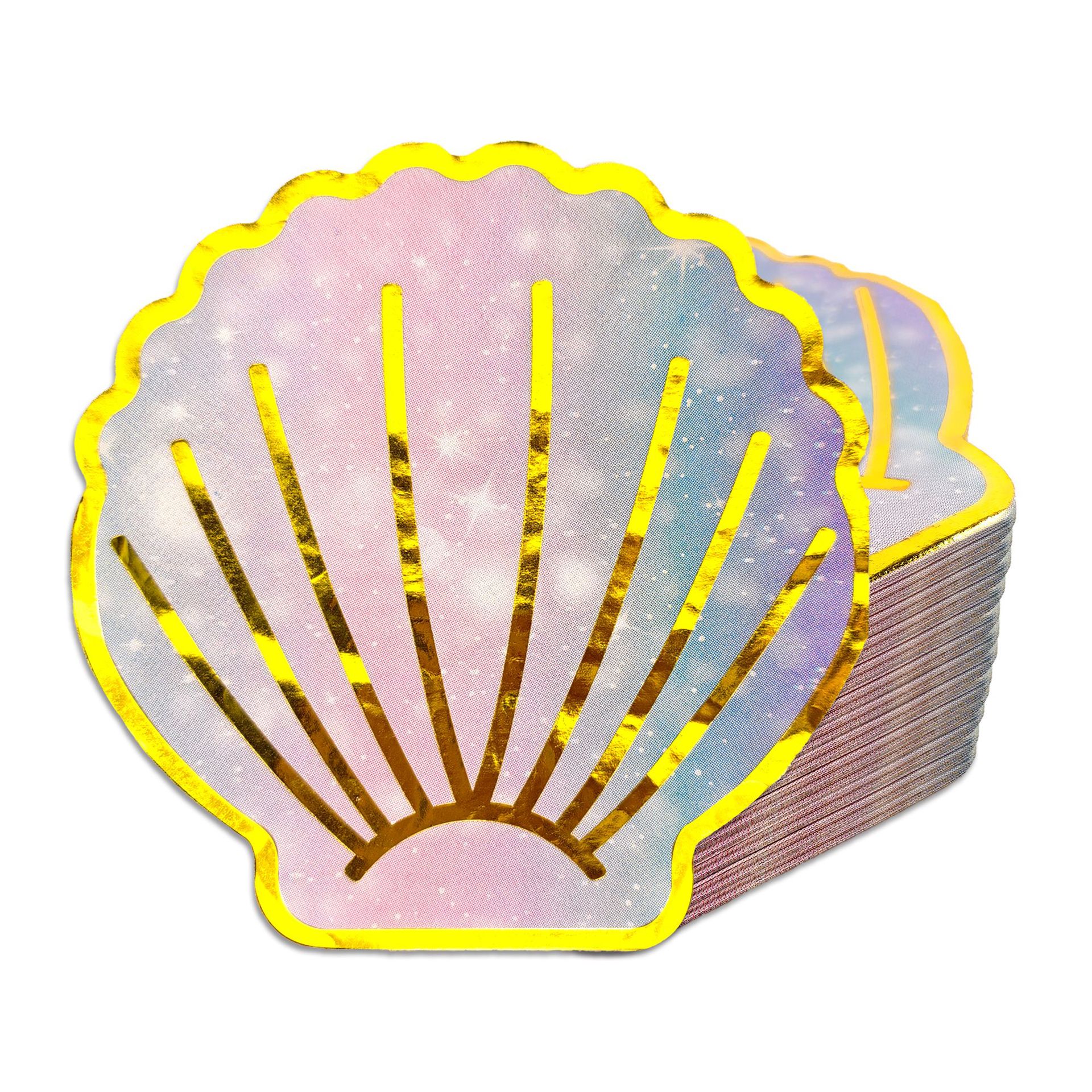 2 Katmanlı Deniz Kabuğu Şeklinde Altın Folyo Parti Peçeteleri, Plaj Temalı Süslemeler İçin Renkli Tek Kullanımlık Sofra Takımı, Toplu Paket_voghion.com