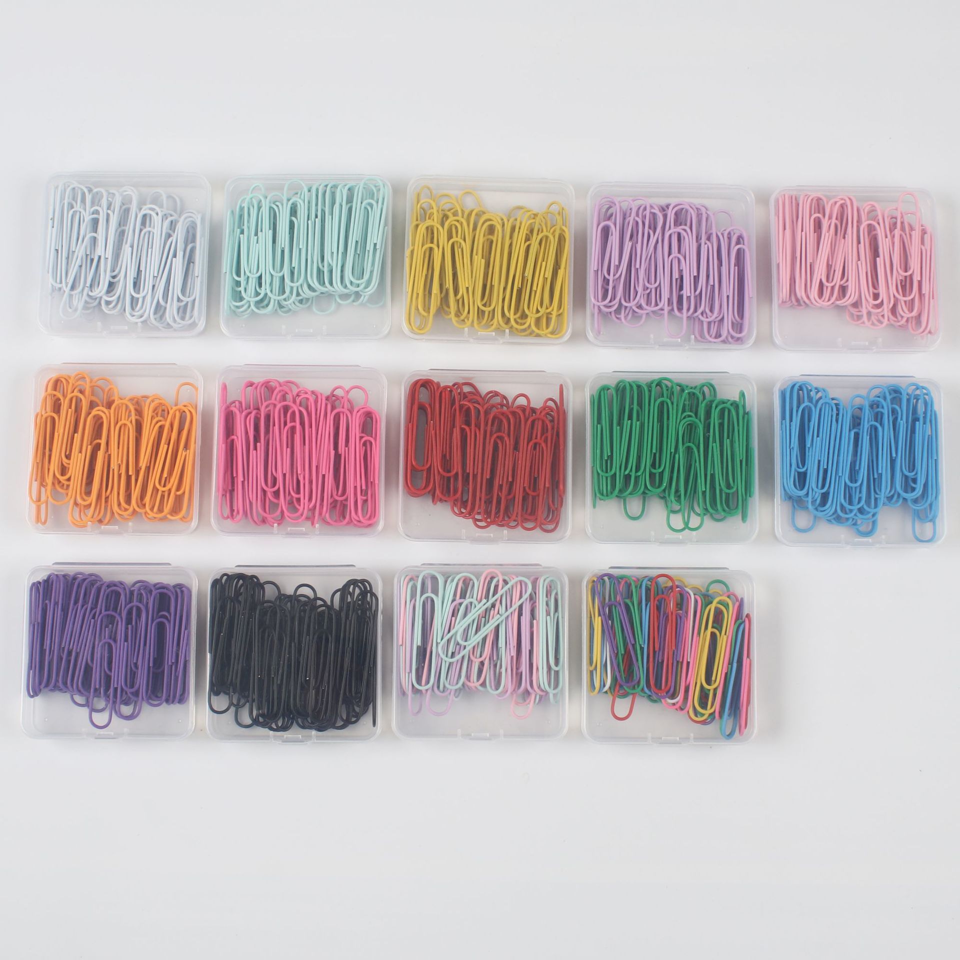 Juego de 50 Clips de Papel de Colores en Caja, Gran Tamaño de 50 mm, Clips de Papel en Forma de U para Oficina, Venta al por Mayor
