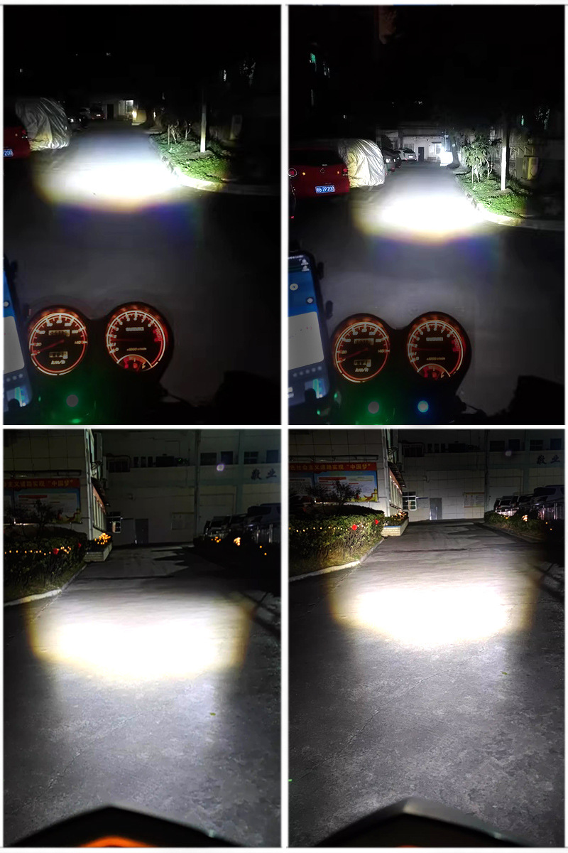 Motorcycle LED Headlight Built-in Fisheye High Beam Lens Fan