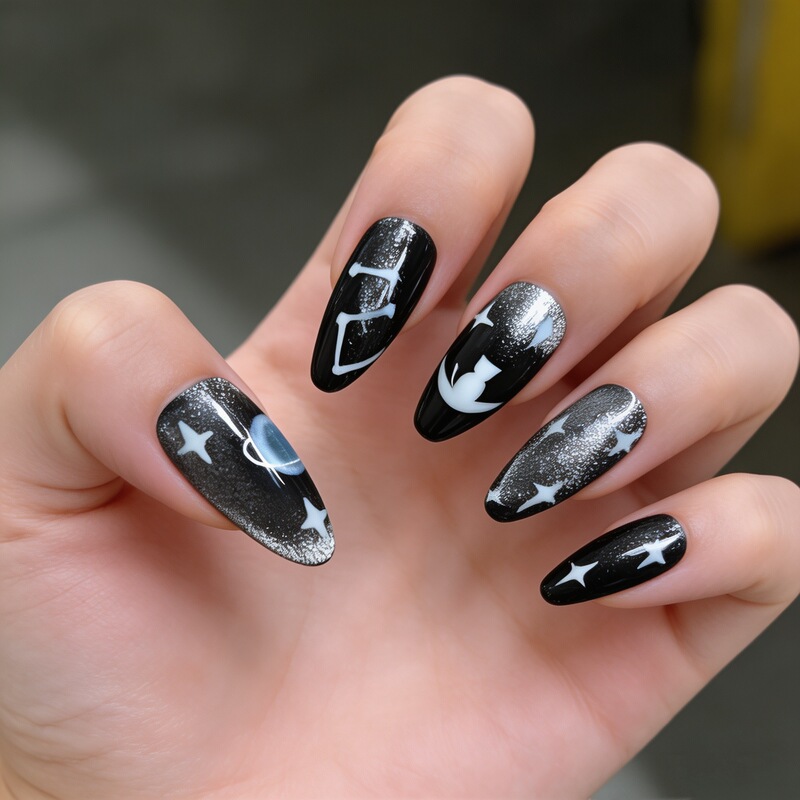 Purely handmade premium press-on nails wholesale custom cat-eye kitten earth dark hot girl style pure handmade nail art