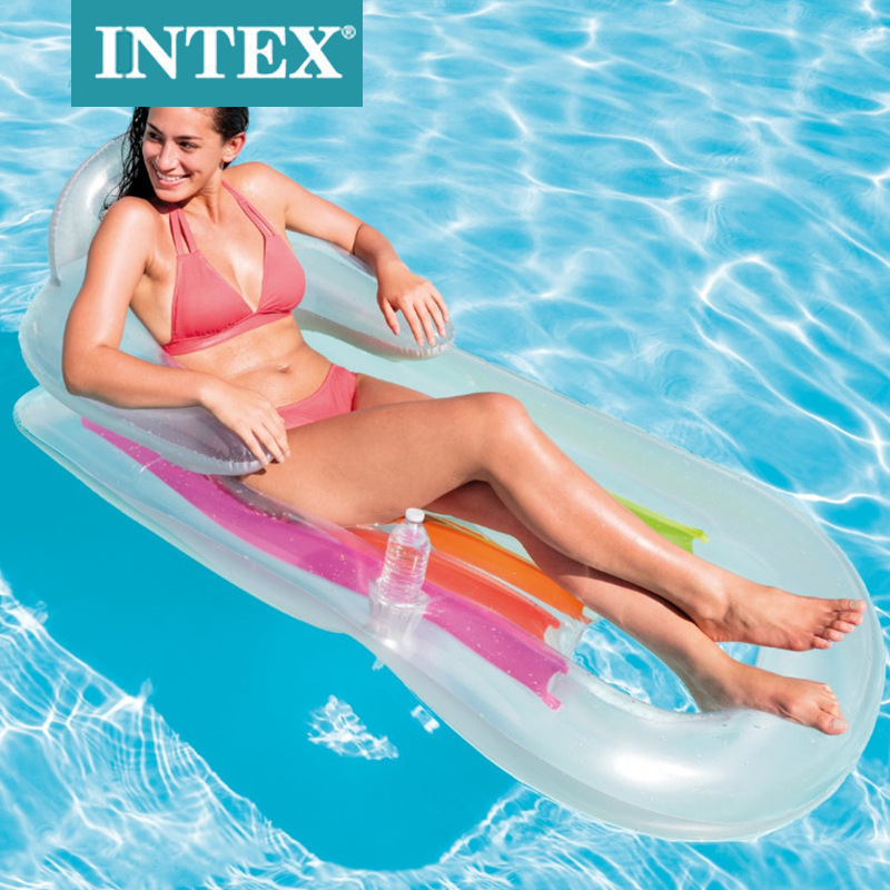 INTEX58802 Floating row Aquatic inflation Floating Bed Single Aquatic leisure time deck chair inflation thickening Beach mat equipment