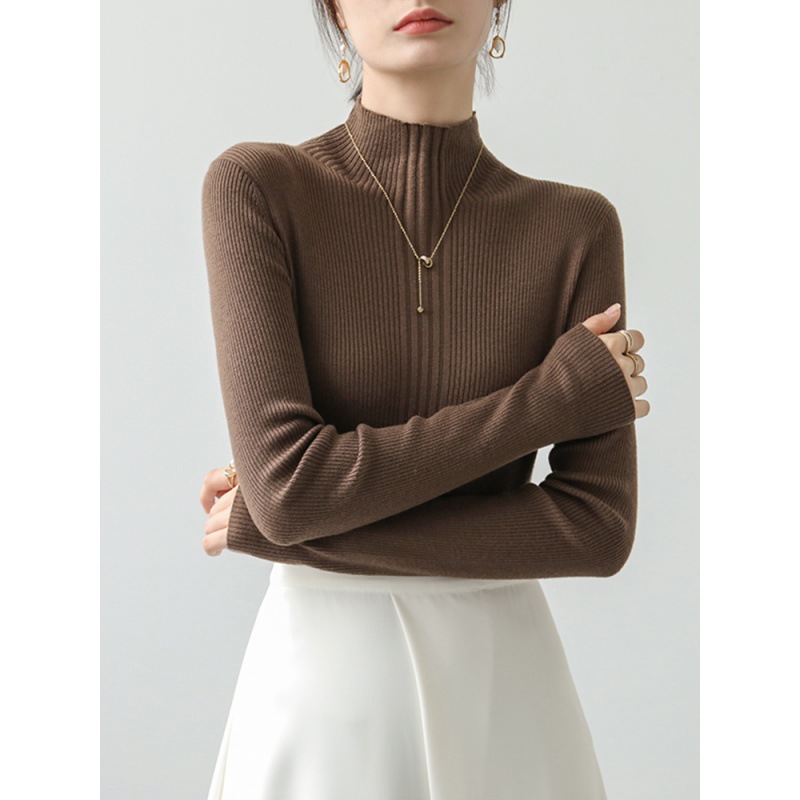 Knitted demi-season solid color sweater