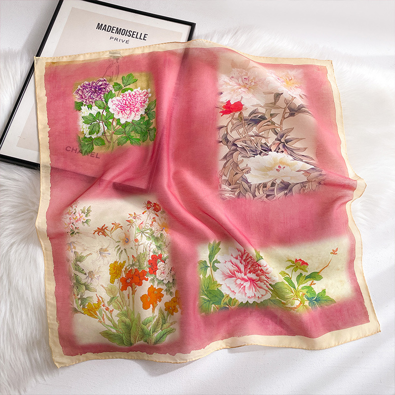 Premium Mulberry Silk Cotton Blend Scarf For Women - Spring Lightweight Artistic Silk Blend Shawl Wrap - Thumbnail 3