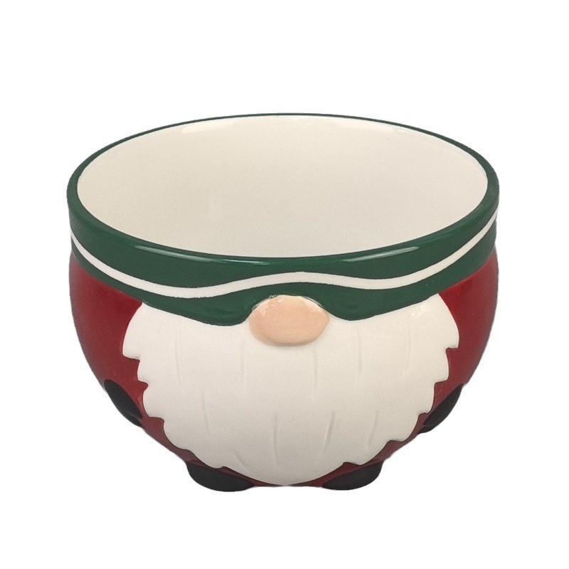 Santa Claus de cerámica en relieve con forma de bolos de dulces suministro transfronterizo Santa Claus cuenco de cerámica cocina de Navidad
