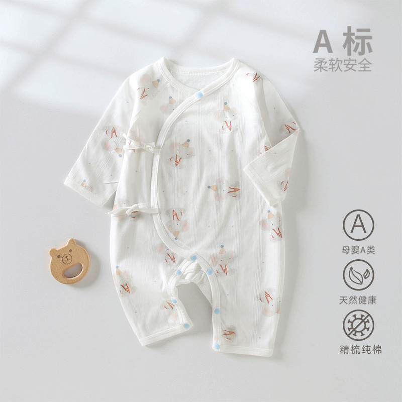 Newborn Clothes Summer Thin Baby Pajamas Lightweight Breathable Climbing Wear Pure Cotton Class A Summer Clothes Baby's Jaysuit