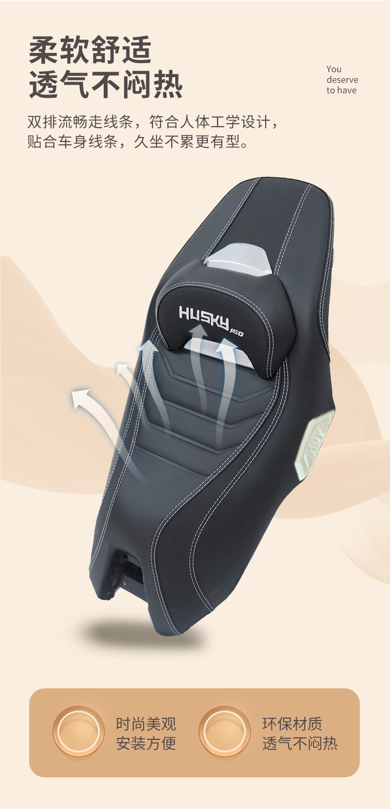 Suitable for Sanyang Husky 150 modified seat cushion, non-destructive installation, complete seat assembly with sun protection, waterproof and extra soft