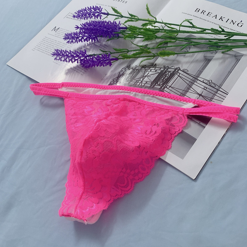 Lace Temptation Thong Seamless Transparent Fashion U-Convex Plus Size Sexy Men's Underwear_voghion.com