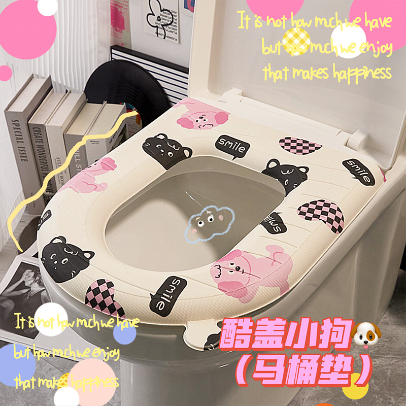 Eva estera del inodoro hogar dibujos animados impermeable cuatro estaciones suministros baño engrosada desechable adhesivo lavadora