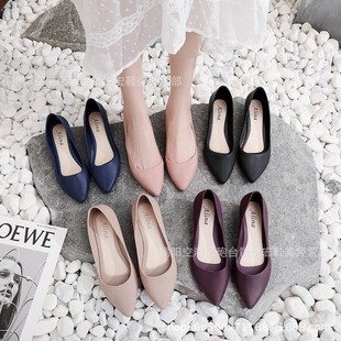 Pointed-Toe Flats for Women, Soft-Soled Jelly Comfortable Work Shoes, Waterproof Shallow Mouth Frosted Sandals, Versatile All-Season Overshoes