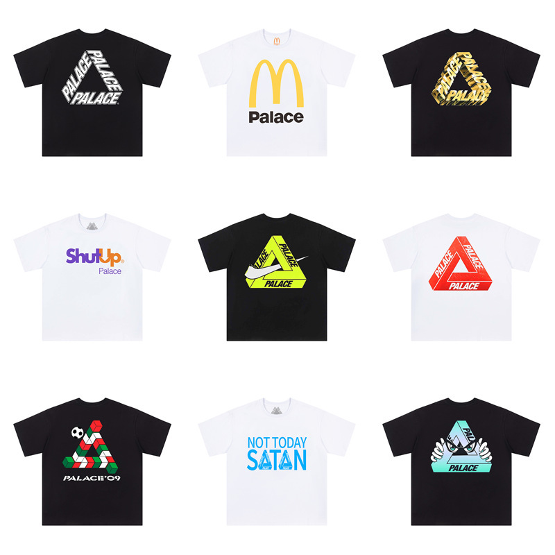 26Ss Cross-Border British Fashion Palace Overlapping Logo Triangle Print Loose Casual Round Neck Short-Sleeved T-Shirt Couple Style