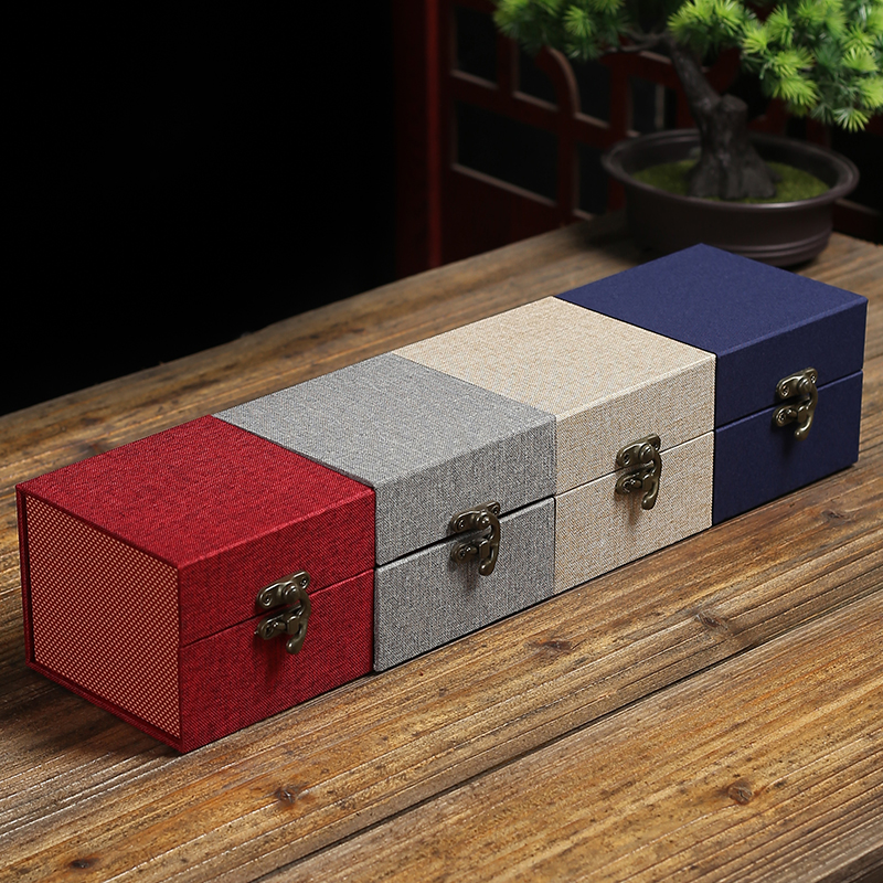 Caja de arena púrpura, caja de tazas, caja de brocado, caja de embalaje, caja de jade antigua, caja de regalo, colección de lino personalizada, caja de brocado