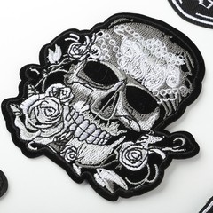 Computer embroidery badges, patches, clothing accessories, cross-border supply source, skull head finger ghost head embroidery patches