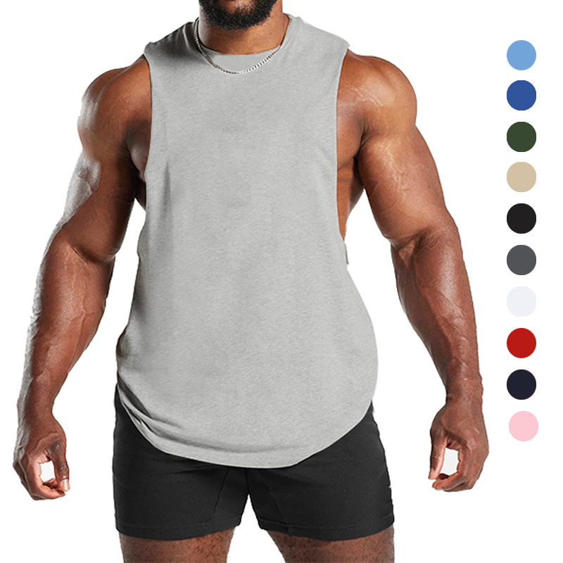 2024 Sommer Neues Fitness-Tanktop für Herren, einfarbig, sportlich, lässig, lockere Schulter-T-Shirt_voghion.com