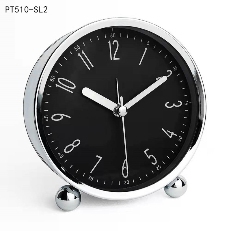 Round metal clock mute 4.5-inch student alarm clock candy color creative bedside desktop clock with light