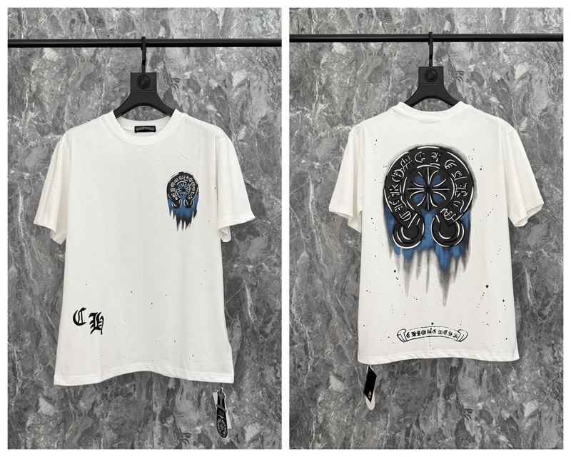 24クロスボーダートレンディブランドCh Crow*Horseshoe SanskritラウンドネックTシャツ半袖万能男女Tシャツスポット卸売|undefined