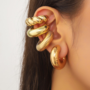 European and American fashion light luxury ear bone clip for women simple and exaggerated ear piercing without ear clip cross-border high-quality earrings personalized earrings