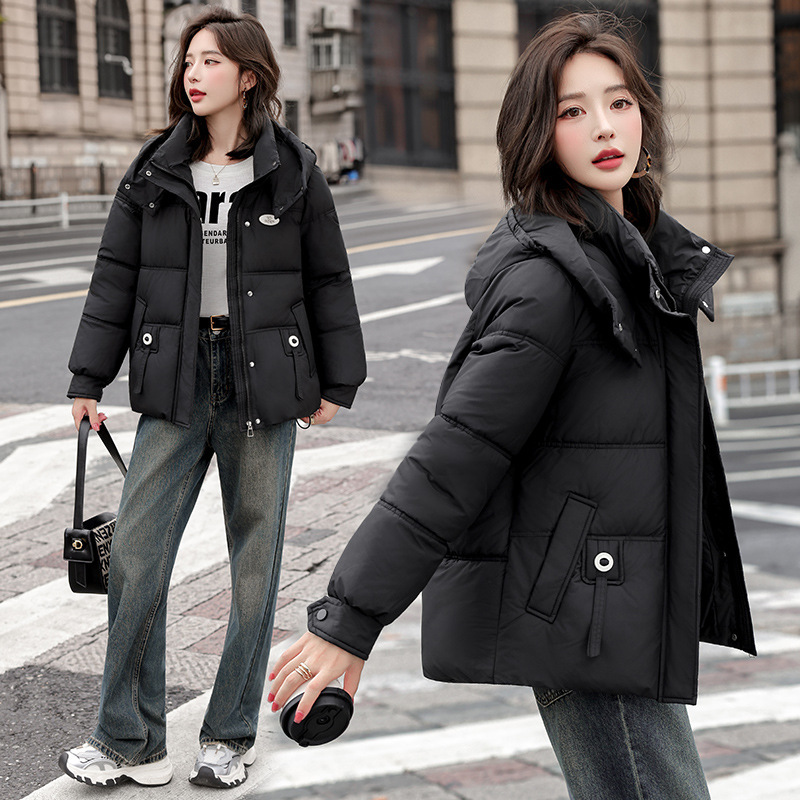 2025冬季新款韩版棉衣时尚百搭连帽面包服洋气简约棉袄棉服女外套|undefined