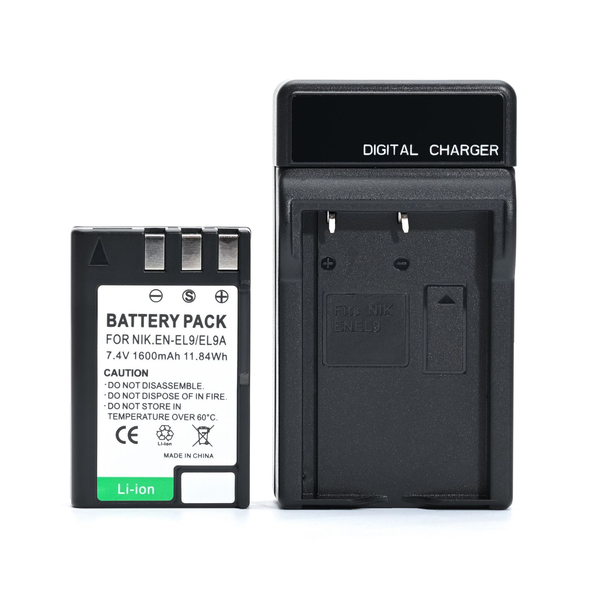Nikon, compatible battery, charger, camera