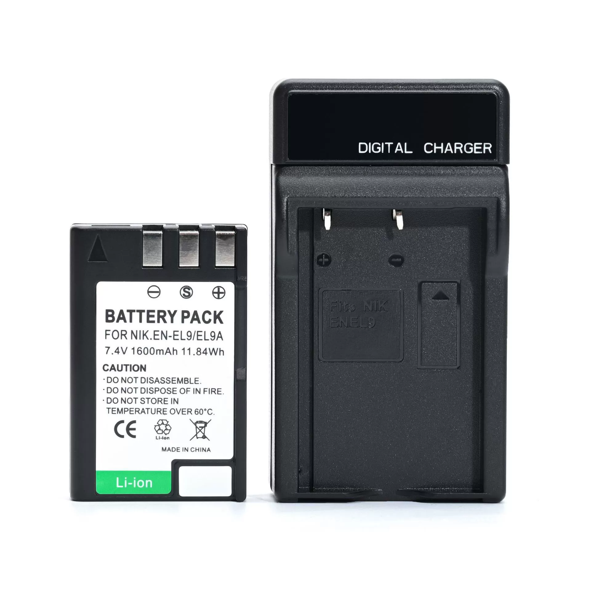 Nikon, compatible battery, charger, camera