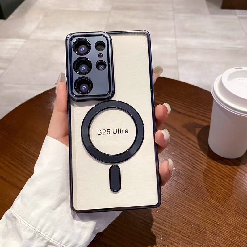 High-End Magnetic Phone Case Suitable for Samsung S25 Electroplating, S24 Transparent, S23 Anti-Fall, S22 Ultra Protective Case