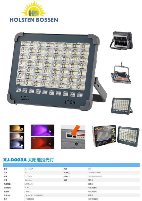 太阳能D18投光灯 太阳能充电灯户外露营灯USB充电泛光工作照明灯|undefined