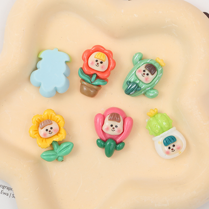 Nueva historieta brillante Goka flor chica resina accesorios material DIY crema pegamento teléfono caso accesorios al por mayor