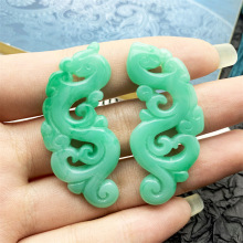 新款中国风仿玉镂空龙凤形玉佩 古风DIY流苏汉服吊坠挂件树脂配件