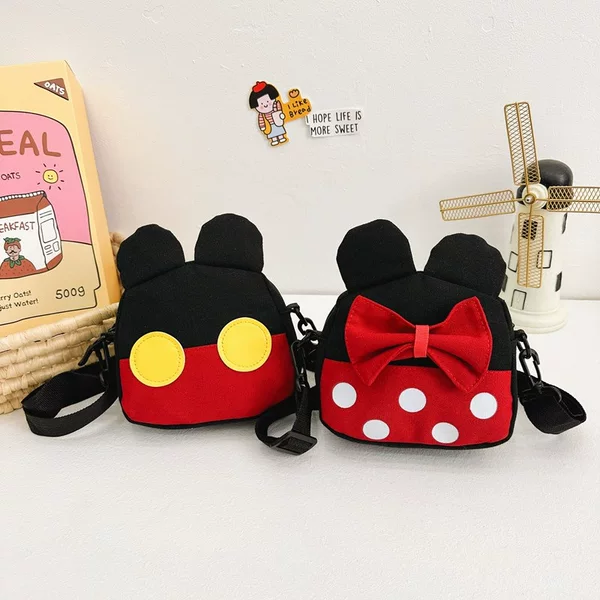 New Kidsren's Bag, Fashionable One-Shoulder Cross-Body Canvas Bag, Cute Casual Male and Female Baby Polka Dot Bow Small Backpack