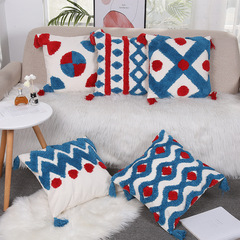 新品簇絨繡花抱枕套亞馬遜跨境方形客廳沙發靠枕靠墊套棉枕套批發