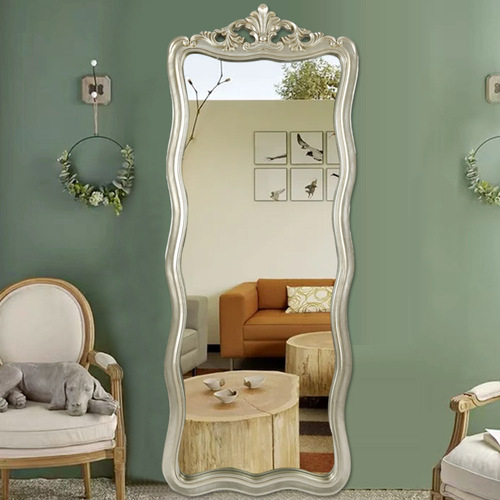 Full-Length Mirror French European Retro Clothing Store Wave Dressing Mirror Floor Standing Home Wall-Hanging Try-On Mirror