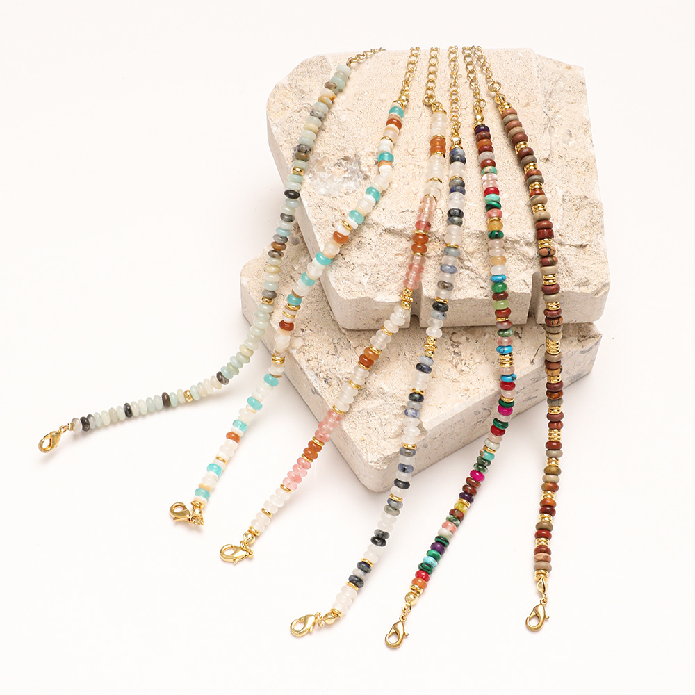Casual, Daily Occasion Vintage Style Color Block Stainless Steel Natural Stone Bracelets In Bulk