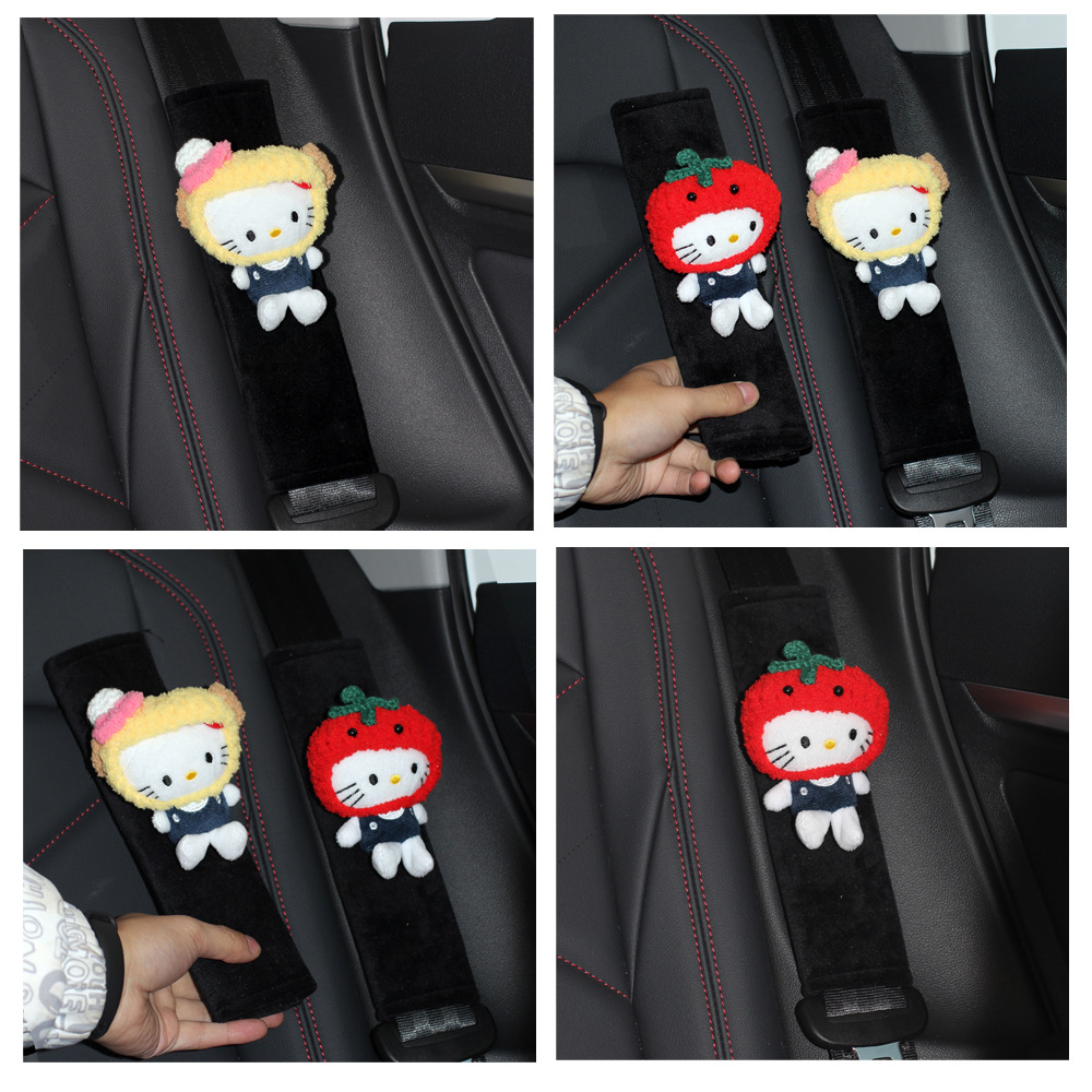 New kitty cat car seat belt shoulder pad plush protective cover anti-collar cute women's car interior decoration