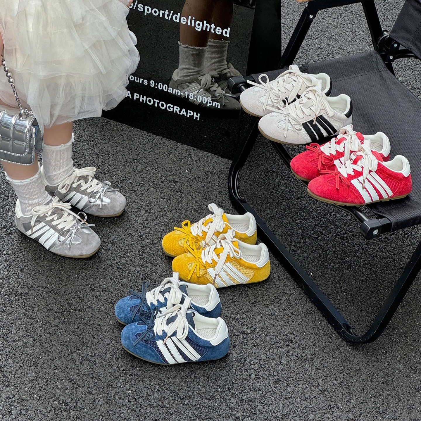 Children's Bowknot German Training Shoes 2025 New Model Girls' Internet Celebrity Ballet Flat Forrest Gump Shoes Color-Blocking Sports Casual Shoes