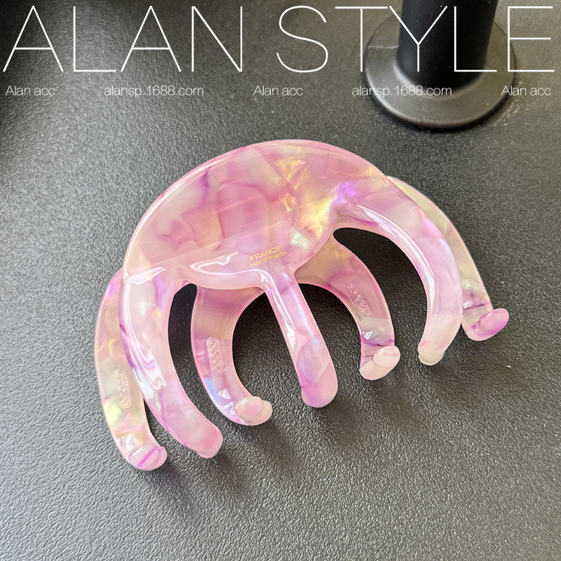 Alan フランス製高級サメ厚みのある春夏アセテートタコヘアクリップ後頭部用大型ヘアクリップ|undefined