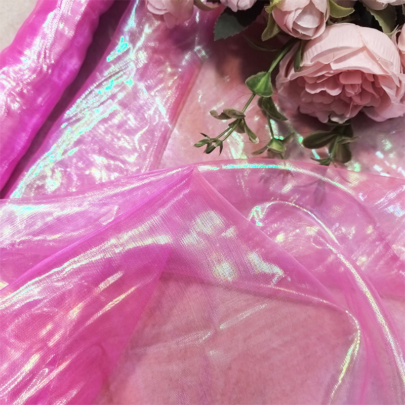 Luminous Gauze Fabric Flat Colorful Phantom Laser Cloth Glass Gauze Stage Performance Clothing Transparent Bright Silk Organza Luminous Gauze Fabric Flat Colorful Phantom Laser Cloth Glass Gauze Stage Performance Clothing Transparent Bright Silk Organza