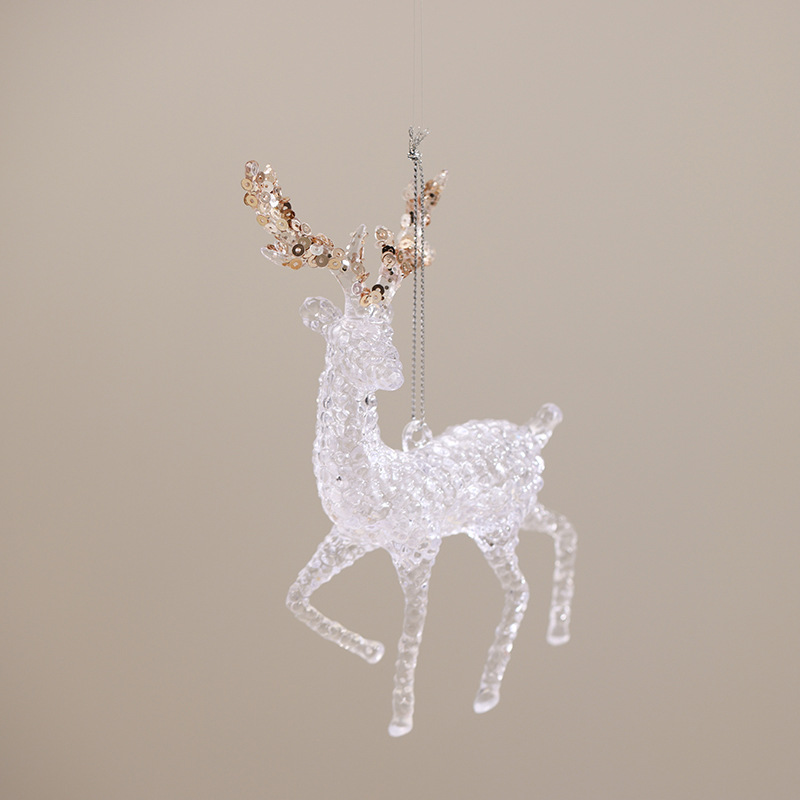 Nuevos productos transfronterizos flocos de nieve de Navidad acrílico transparente alce guirnaldas de decoración de árbol de Navidad colgante colgante