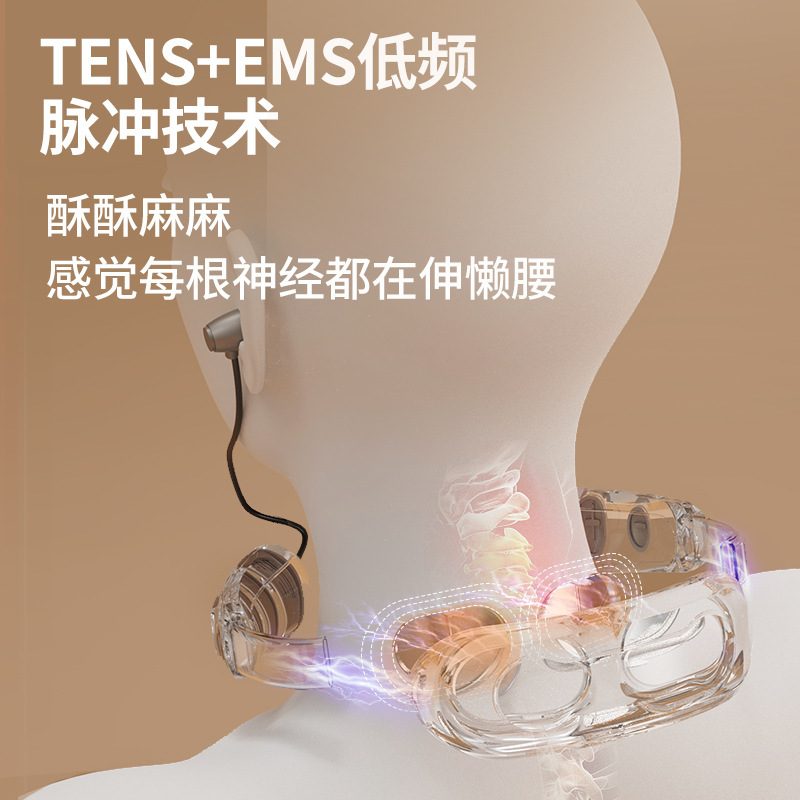 New cervical spine massager Bluetooth headset rechargeable smart pulse hot compress physiotherapy far infrared shoulder and neck massager