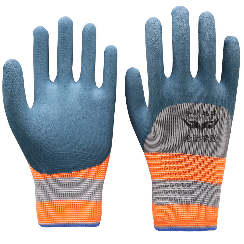 [Personalizado] Guantes de seguro laboral, neumáticos, guantes de espuma de látex de goma, sumergidos resistentes al desgaste, antideslizantes, trabajo en el sitio de construcción, seguro laboral