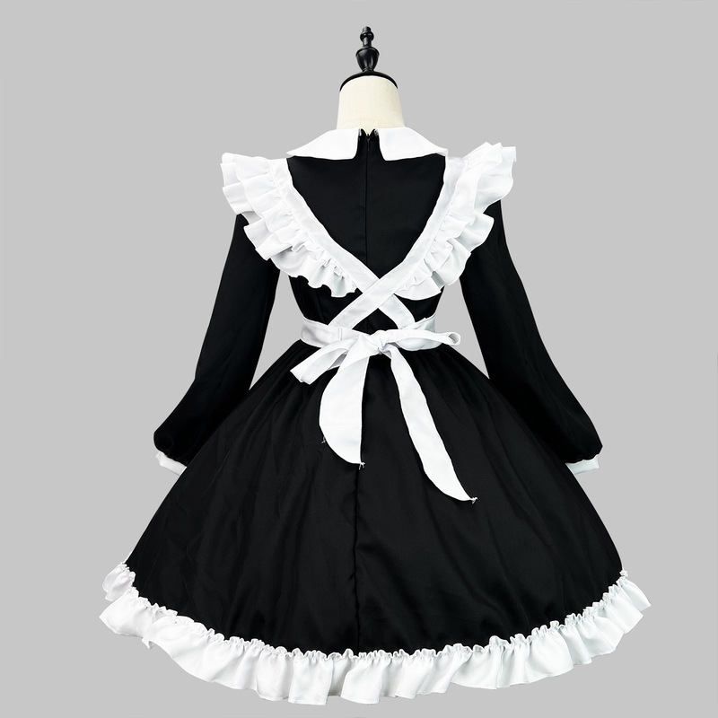 オリジナル超萌え日系白黒メイド服クロスボーダー長袖メイド服コスプレ衣装|undefined