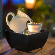 中式流水喷泉LED幻彩灯摆件招财客厅装饰桌面小喷泉乔迁开业送礼