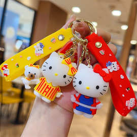 新款KT猫钥匙扣卡通动漫PVC公仔猫咪 包包挂件汽车钥匙圈创意礼品
