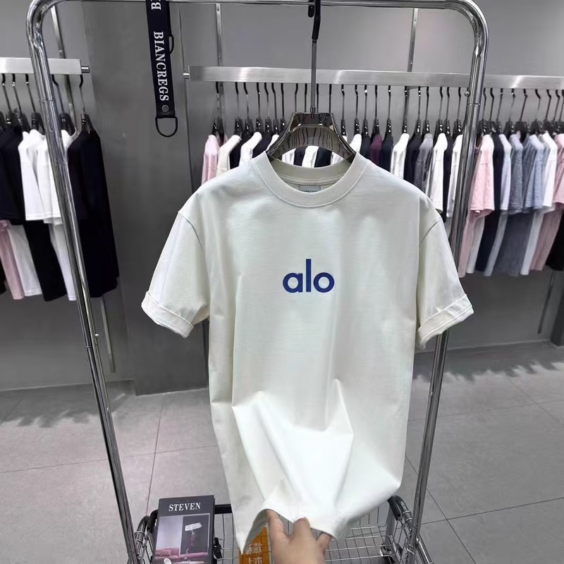 Alo夏季新款轻奢潮牌高街立体字母宽松短袖T恤男女同款同款情侣装|undefined