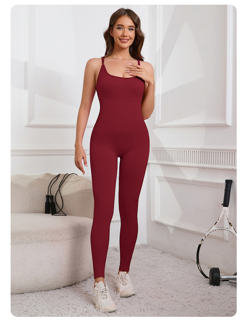 Summer Season Women's Gender Casual Style, Japanese and Korean Leisure style Back Cross Button With Chest Pad Thread Trousers One-Piece Seamless Sportswear Fitness Bombshell
