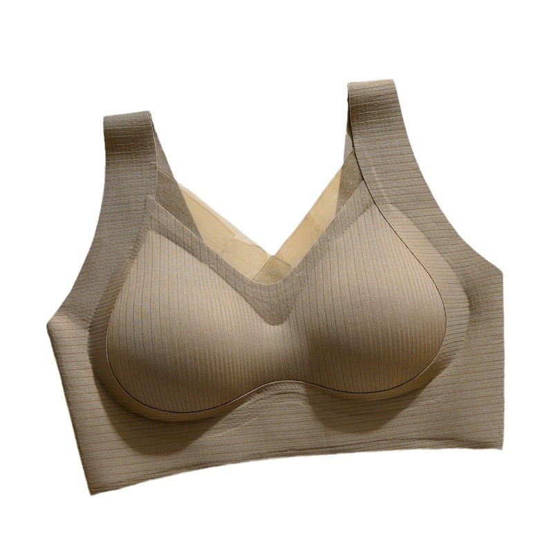 Seamless piel caliente anti-gravedad malla encaje ropa interior de las mujeres inalámbrico push-up soporte superior anti-exposición Correa belleza sujetador trasero