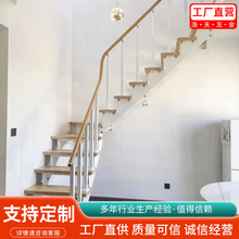 定制楼梯室内钢木楼梯双梁复式阁楼斜梁直梁木质跃层室内简约楼梯