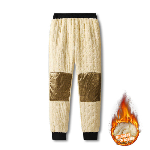 New Fleece Lined Thick Loose Straight Leg Men's Autumn/Winter Windproof Waterproof Warm Cotton Pants for Wholesale