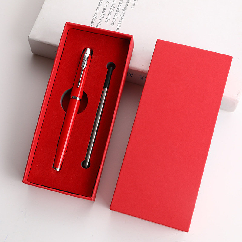 Juego de alta calidad rojo regalos de negocios metal bolígrafo de firma bolígrafo personalizado logotipo publicitario bolígrafo neutro