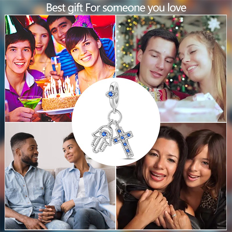 925 Sterling Silber Charm Unsere Liebe Frau der Liebe Kreuz Perle Charm DIY Schmuck Armband Zubehör_voghion.com