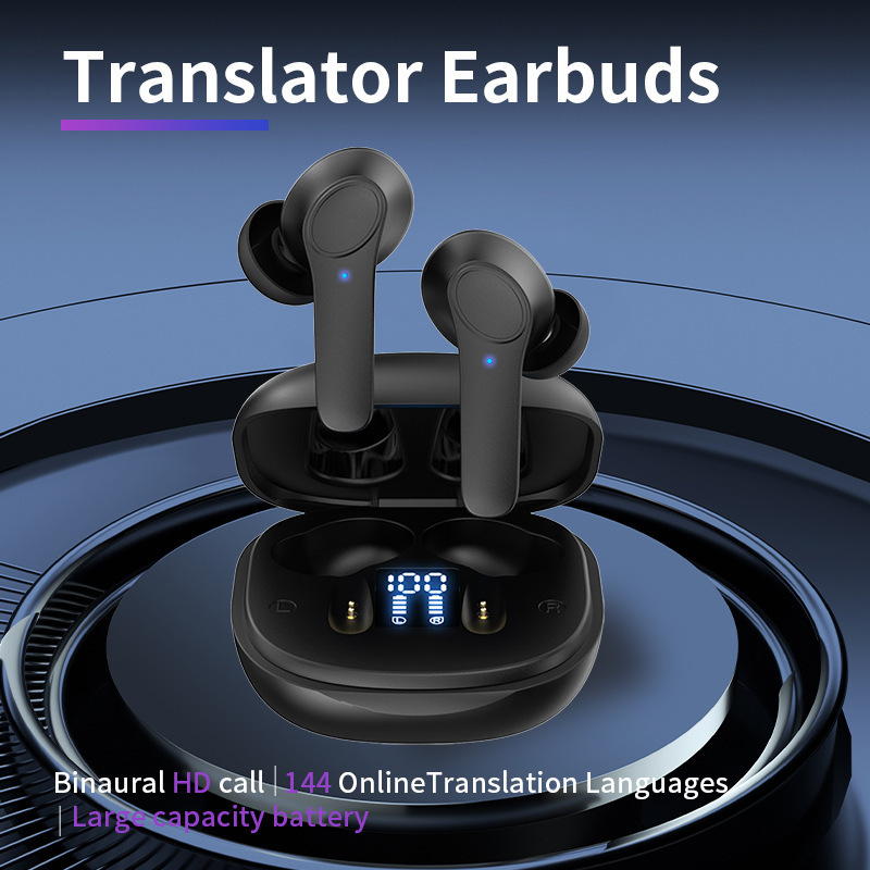 スマート音声翻訳ヘッドホン両耳中英翻訳機多言語bluetooth無線同時翻訳翻訳機|undefined