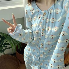 可爱红帽小狗睡衣女春秋季长袖长裤套装ins风学生宿舍休闲家居服